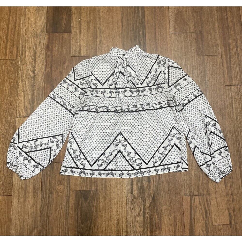Maison D’Amelie Black white high neck blouse‎ Small